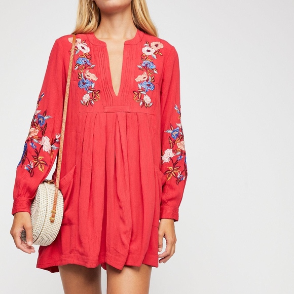 Free People Dresses & Skirts - SALENWOT FREEPEOPLE MIAGAUZE EMBROIDERED MINIDRESS